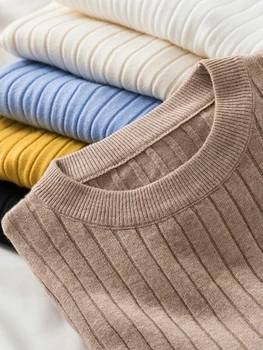 Gkfnmt 2022 Нови Есенно-Зимни Блузи, Пуловери, с кръгло деколте, Пуловер, риза с дълъг ръкав, Корейски Монтиране монтиране пуловер, Розово, Каки, Синьо