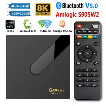 Q96 W2 Smart TV Box Android 11 Amlogic S905W2 Quad-core 2,4 G 5G Двойна WIFI 8K HDR Комплект 8 + GB 128 GB мултимедиен плейър H. 265 Домашно кино