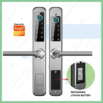 TUAY WIFI Пръстови отпечатъци двойно-двустранен непромокаем IP55 външен интелигентна система за заключване на вратите SUS материал за фина алуминиева люлка врата