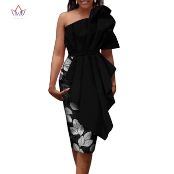 Африкански рокли за жени 2022, елегантна сватбена рокля с дължина до коляното с принтом на едно рамо, големи Размери 6xl, дамски празнична дрехи, WY5233