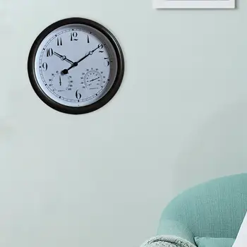 Големи Дядо Часовник с Дисплей на Температурата и Влажността Водоустойчив Стенен Часовник за Гмуркане Двор Градина Спалня Оранжерия