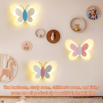 Мультяшные Сладки Стенни Лампи за Спалня с Пеперуда, Led, с монтиран на стената Лампа, монтиран на стената Лампа, Детска Стая за Момичета И Момчета, Училищен Интериор